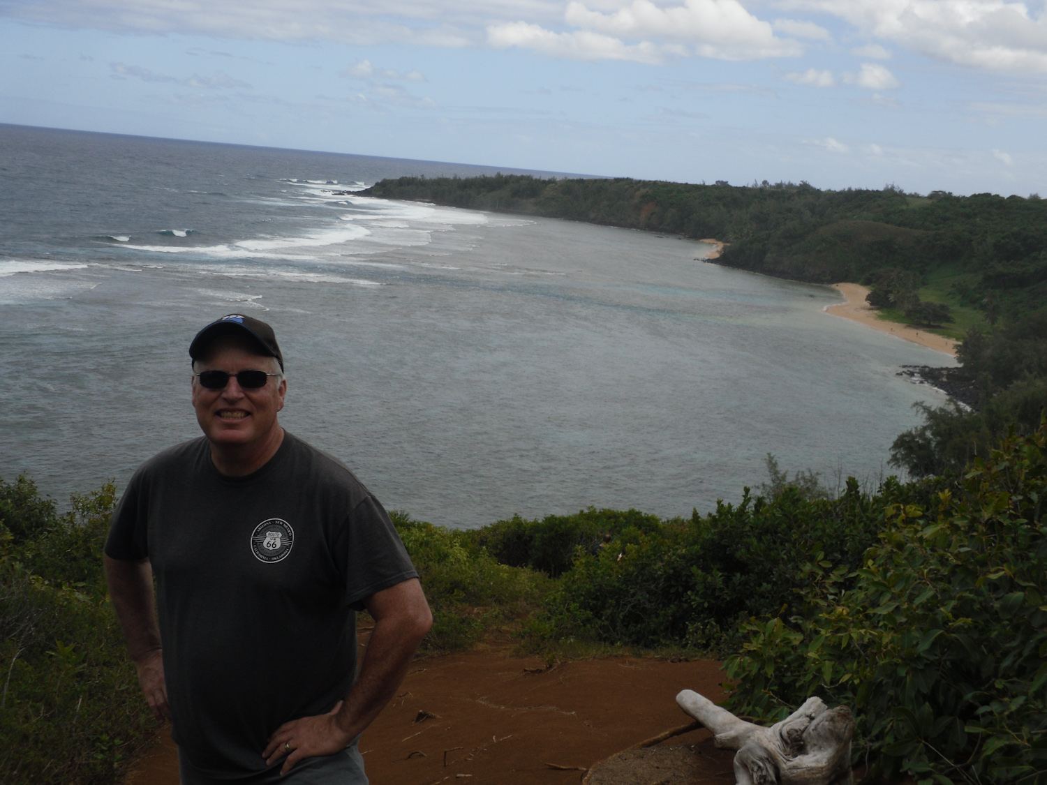 Bob with view of Pila'a beach to right